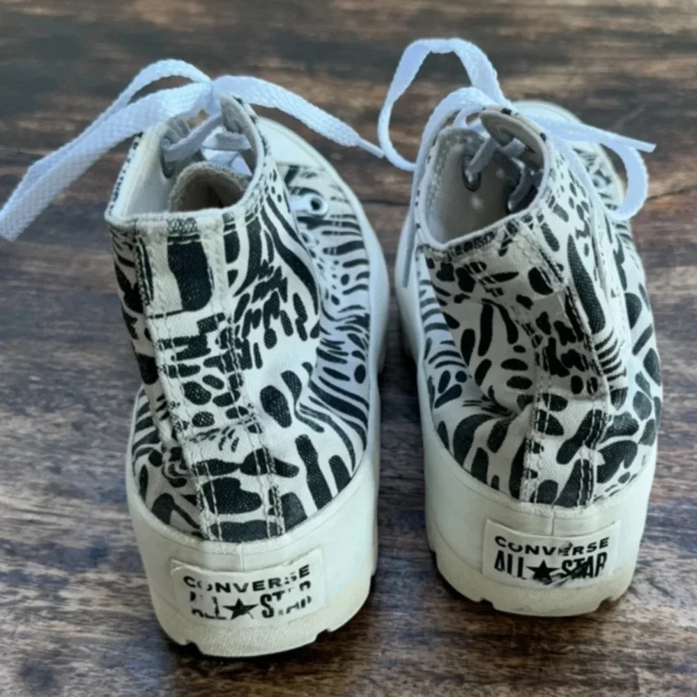 Platform converse stacked lugged zebra print high tops size women’s 7